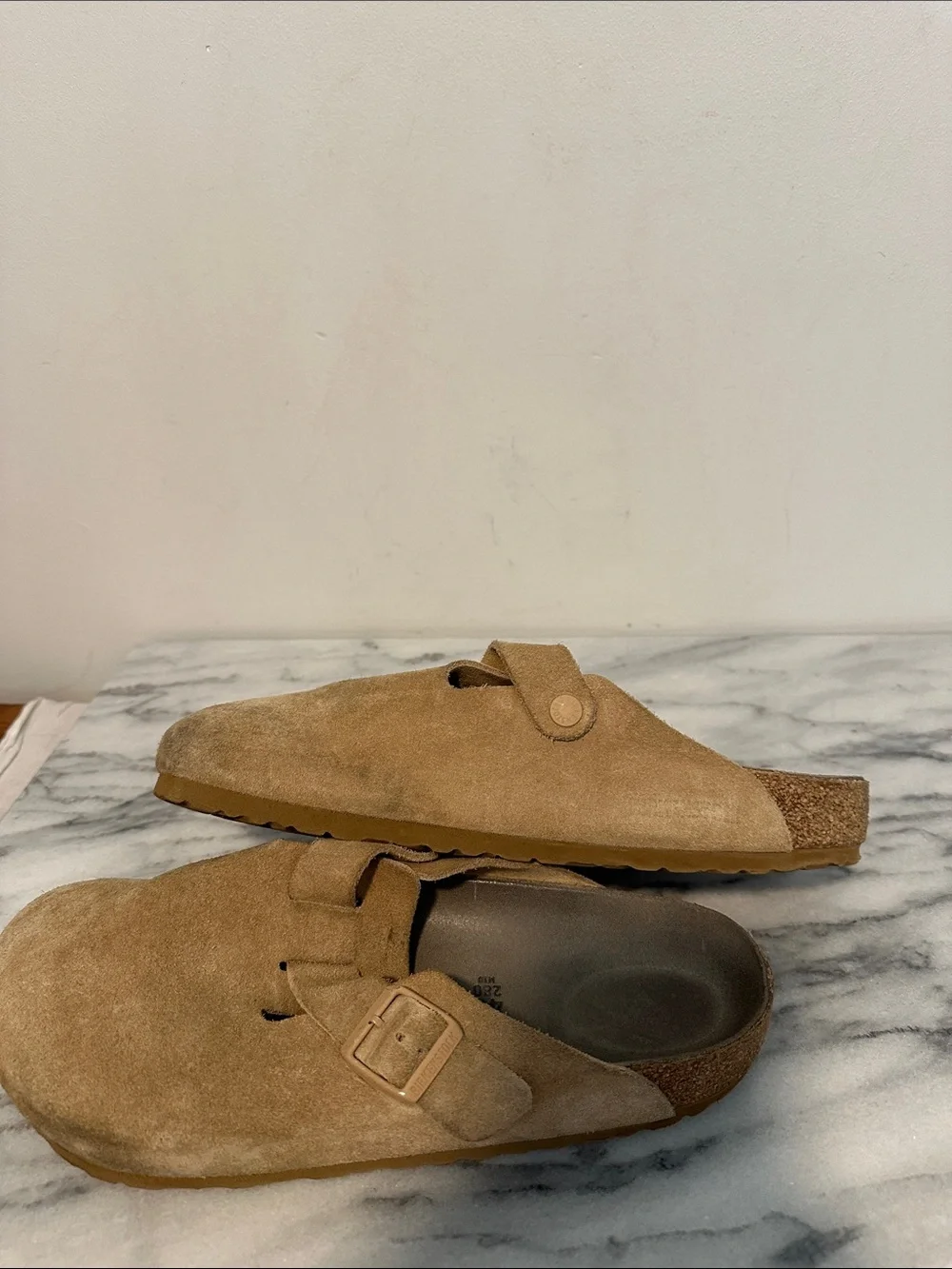 Birkenstocks Men's Suede Slip-On Clog in Tan - Adjustable Buckle Germany Sz 43